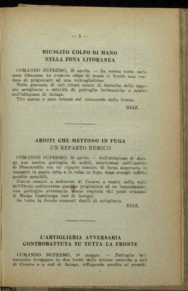 Il diario della nostra guerra : bollettini ufficiali dell'esercito e della marina